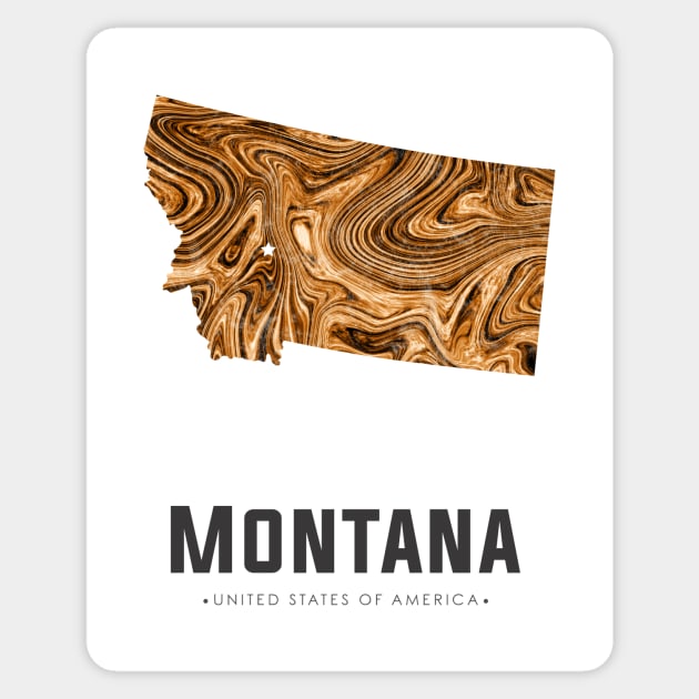 Montana state map abstract golden brown Sticker by StudioGrafiikka